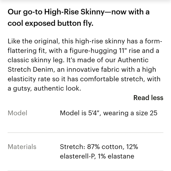 The Authentic Stretch High-Rise Skinny Button Fly Jean by Everlane Sz 23 - Picture 4 of 8